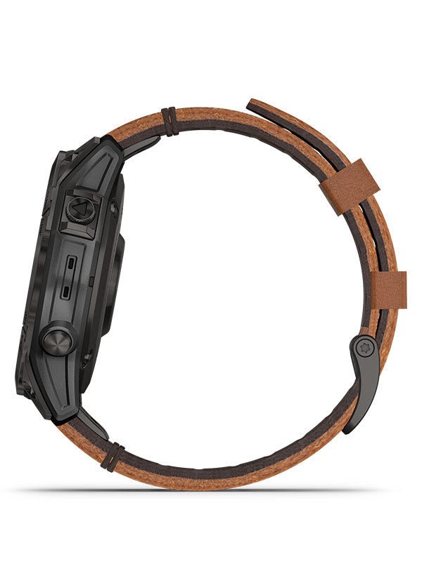 GARMIN Epix 2 Sapphire Svart titan med kastanjefärgat läderarmband + silikonarmband