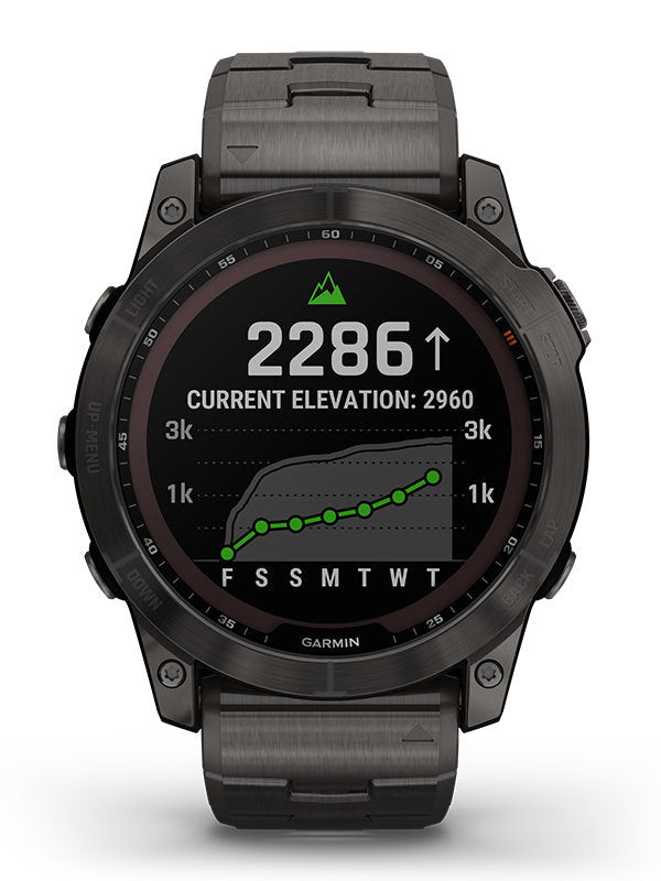 GARMIN Fenix 7X Sapphire Solar - Kolgrå titan med kolgrått titanarmband klockor - Klockeriet.se